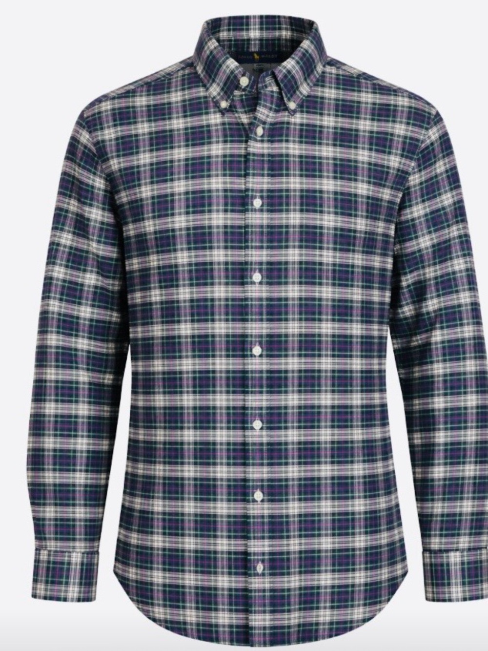 Ralph Lauren Men's L/G Button Down Shirt Green Blue White Pink Plaid 100% Cotton